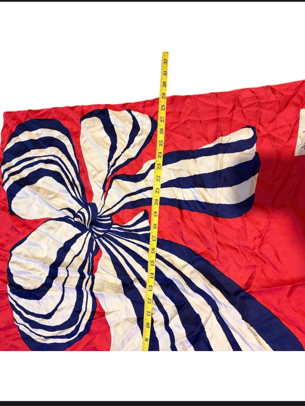 Jeanne Lanvin Red, White & Navy Oversized Floral Silk Scarf